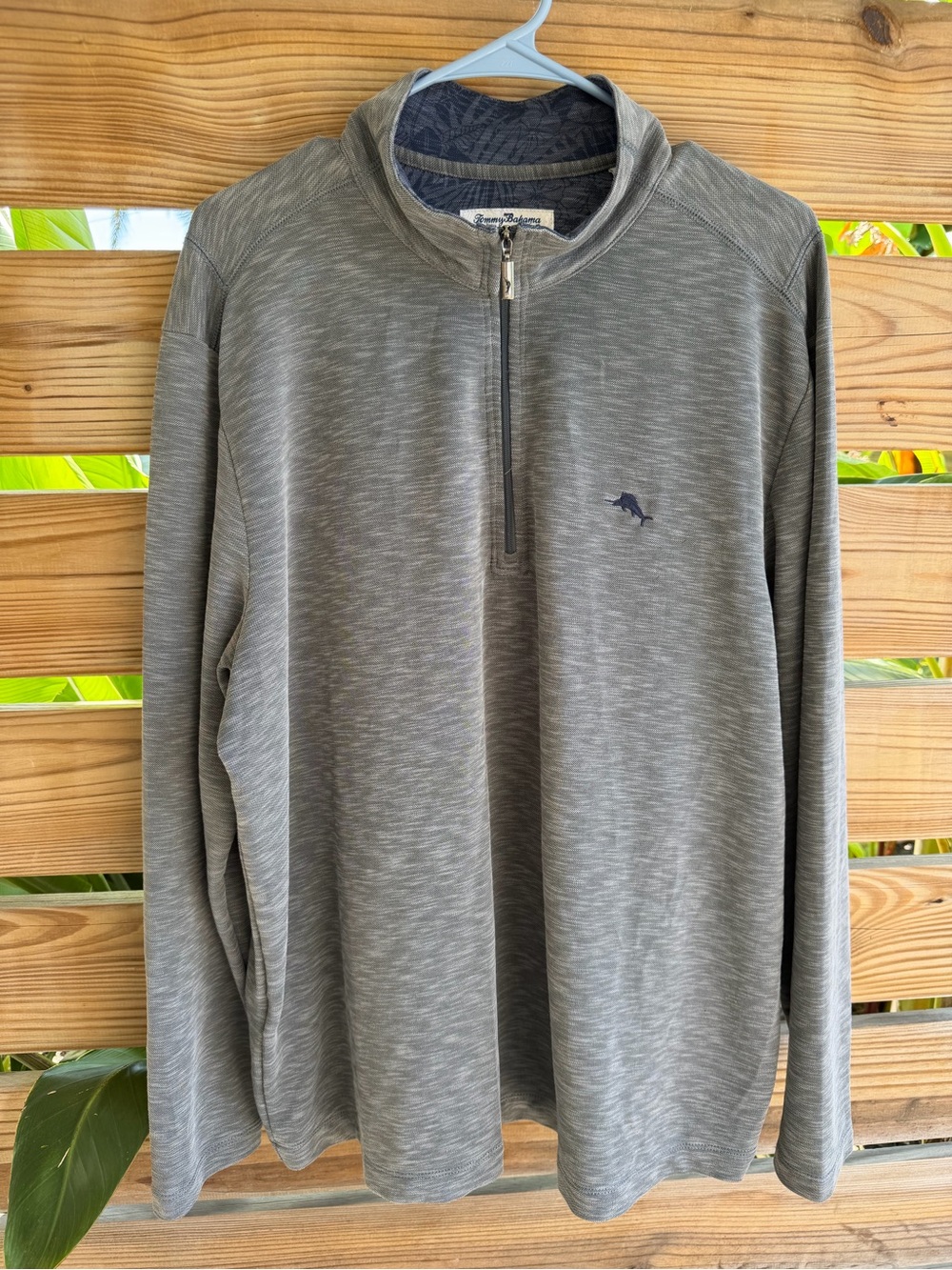 Vintage Grey Quarter-Zip Men's Sweater with Dolphin Logo